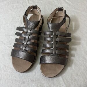 Dansko Athena Pewter Nappa Size 7/EU 37 Bronze Gold Gladiator Sandal Adjustable